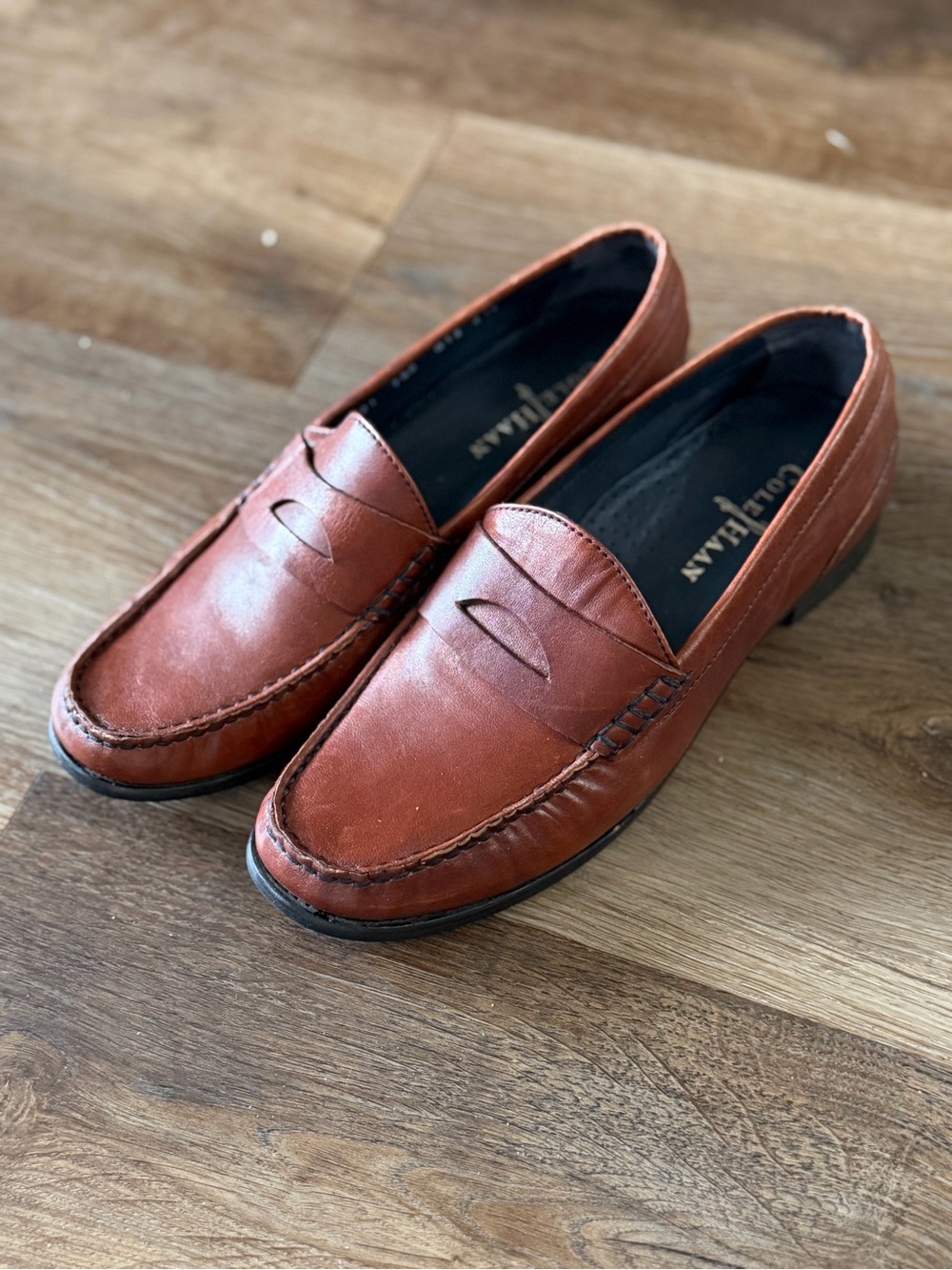 Cole Haan Men's Cognac Leather Penny Loafers